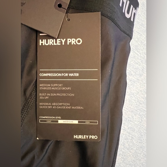 NEW Hurley Pro 23” Compression Surf Tights Shorts Black 50+ UPF JJF - Picture 4 of 4